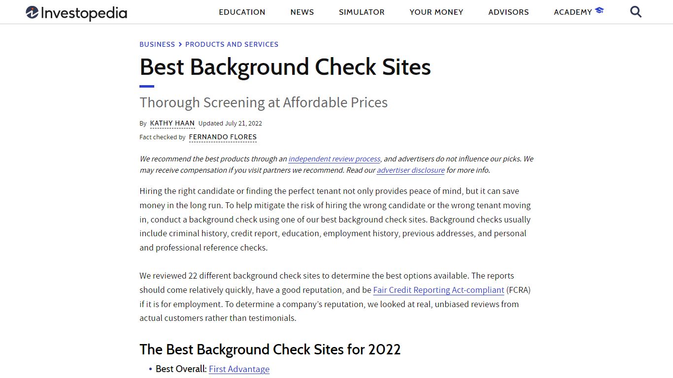 The Best Background Check Sites for 2022 - Investopedia